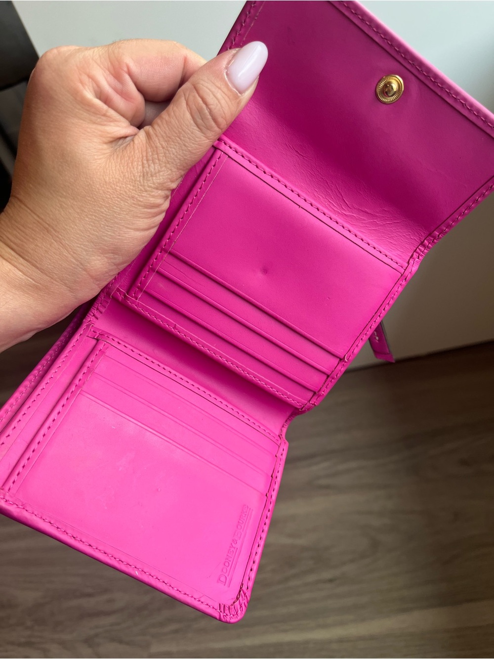Dooney & Bourke Hot Pink Leather Trifold Wallet Coin Purse - Picture 3 of 6